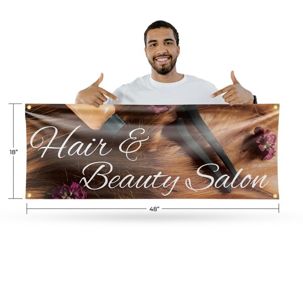 Signmission Hair & Beauty Salon, 18 Inch x 48 Inch, Vinyl Banner - B-30688