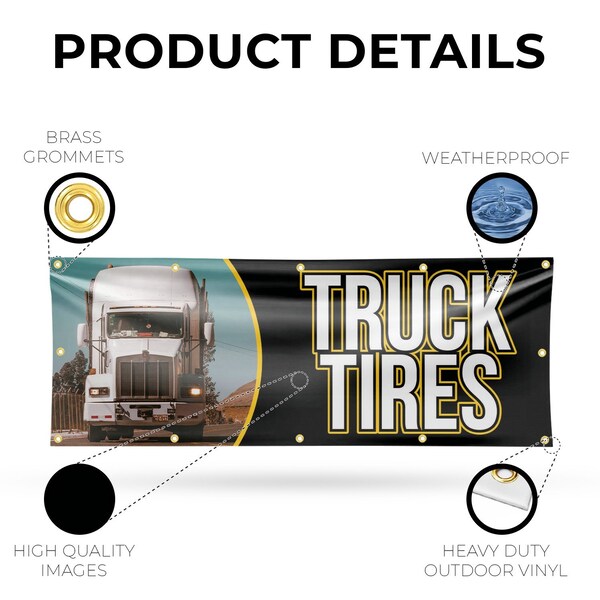 Signmission Semi Truck Tires, 48 Inch x 120 Inch, Vinyl Banner - B-120-30851