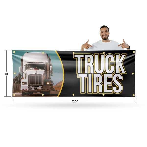 Signmission Semi Truck Tires, 48 Inch x 120 Inch, Vinyl Banner - B-120-30851
