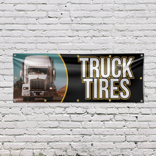 Signmission Semi Truck Tires, 48 Inch x 120 Inch, Vinyl Banner - B-120-30851