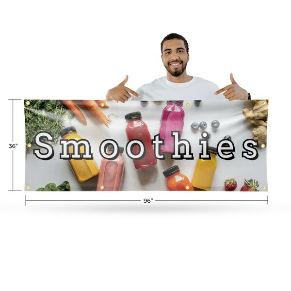 Signmission Smoothies, 36 Inch x 96 Inch, Vinyl Banner - B-96-30863