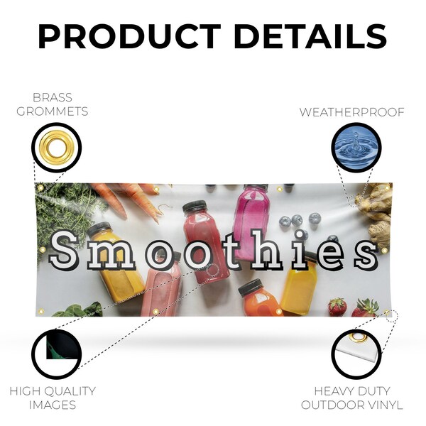 Signmission Smoothies, 36 Inch x 96 Inch, Vinyl Banner - B-96-30863