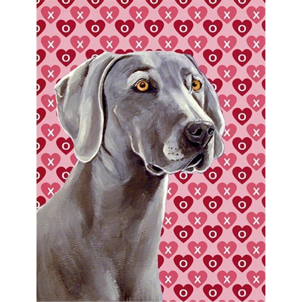 Patioplus 11 x 15 in. Weimaraner Hearts Love And Valentines Day Portrait Flag Garden Size - PA631474