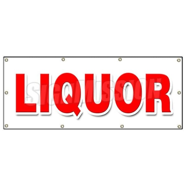 Signmission LIQUOR BANNER SIGN wine cold beer ice discount top shelf brands atm - B-96 LIQUOR