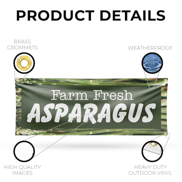 Signmission Farm Fresh Asparagus, 24 Inch x 72 Inch, Vinyl Banner - B-72-30574