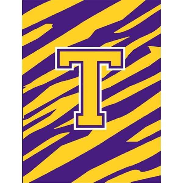Patioplus Monogram - Tiger Stripe - Purple Gold Initial T Monogram Initial Flag Garden Size - PA2915332