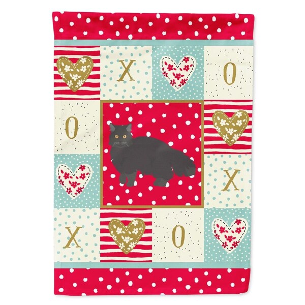 Patioplus 28 x 0.01 x 40 in. Black Persian Traditional Cat Love Canvas House Flag - PA1716881