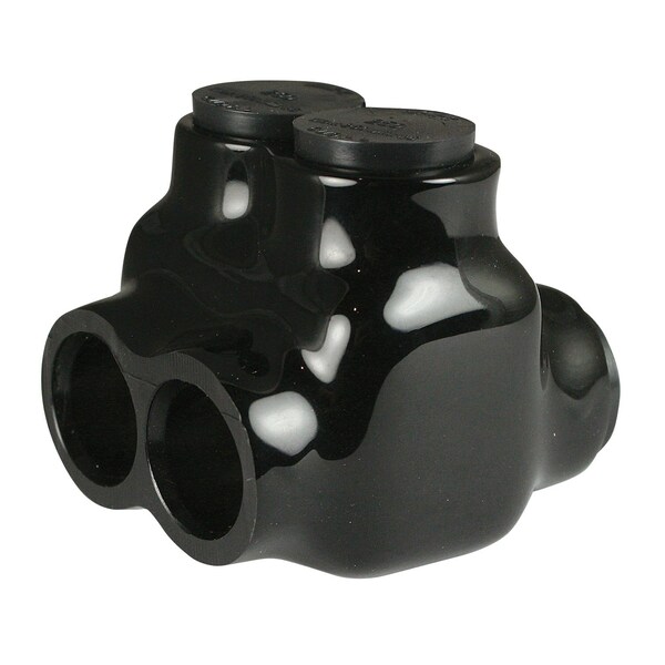 Conector de grifo multifunción de doble cara para cables de 6-3-0 AWG, 2 puertos, 600 V, color negro - AICD250-2