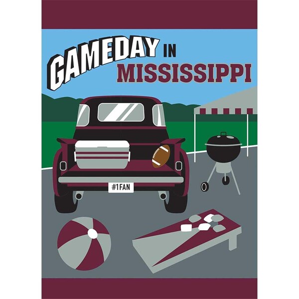 Magnolia Garden Flags 13 x 18 in Game Day in Mississippi Garden Flag Maroon  Grey - 1460