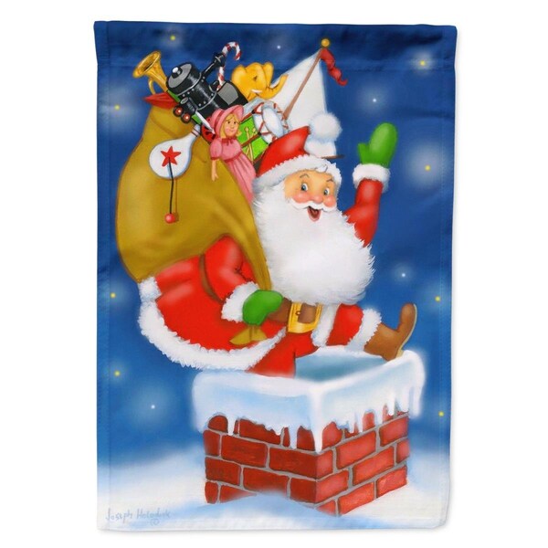 Carolines Treasures 28 x 0.01 x 40 in. Santa Claus Down the Chimney Canvas House Flag - PJH3010CHF