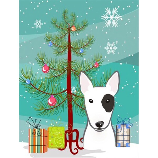 Carolines Treasures Christmas Tree And Bull Terrier Flag Canvas House Size - BB1581CHF