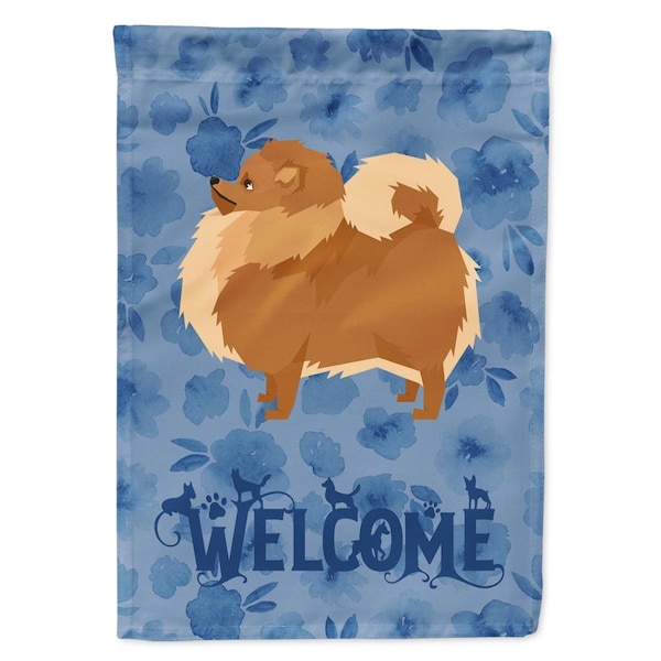 Carolines Treasures 28 x 0.01 x 40 in. Pomeranian Welcome Flag Canvas House Size - CK6259CHF