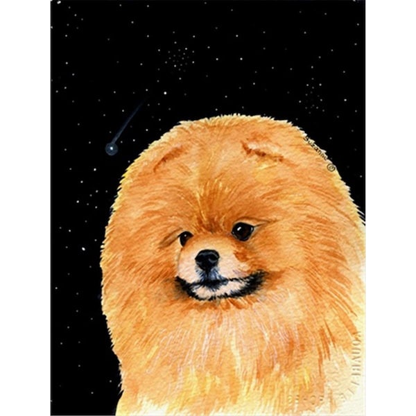Carolines Treasures Starry Night Pomeranian Canvas Flag - House Size- 28 x 40 in. - SS8481CHF