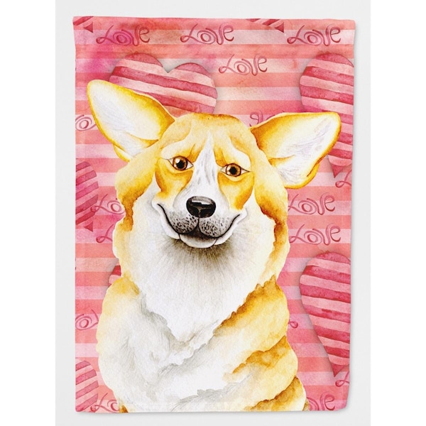 Carolines Treasures Corgi Love Flag Canvas - House Size - CK1390CHF