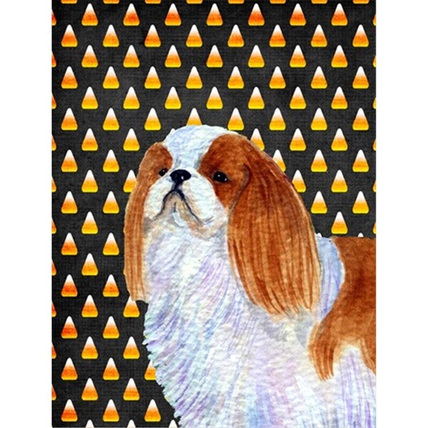 Patioplus English Toy Spaniel Candy Corn Halloween Portrait Flag - Garden Size; 11 x 15 in. - PA246111