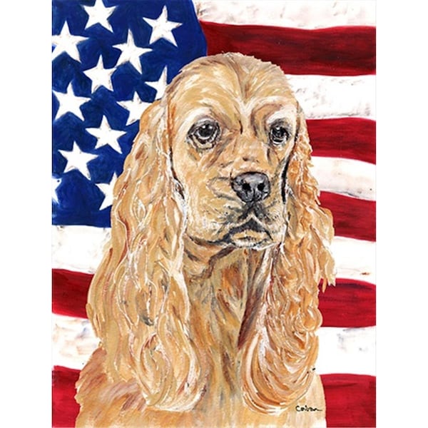 Patioplus Cocker Spaniel Buff USA American Flag Flag Garden Size - PA245845