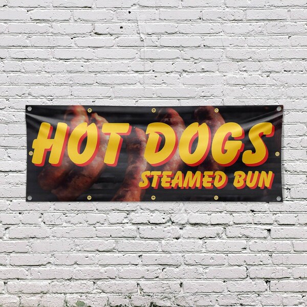 Signmission Hot Dogs Steamed Bun, 48 Inch x 120 Inch, Vinyl Banner - B-120-30700