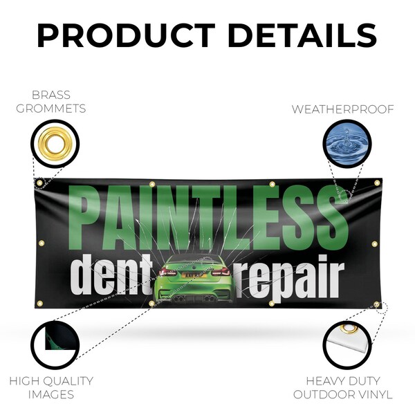 Signmission Paintless Dent Repair, 36 Inch x 96 Inch, Vinyl Banner - B-96-30773