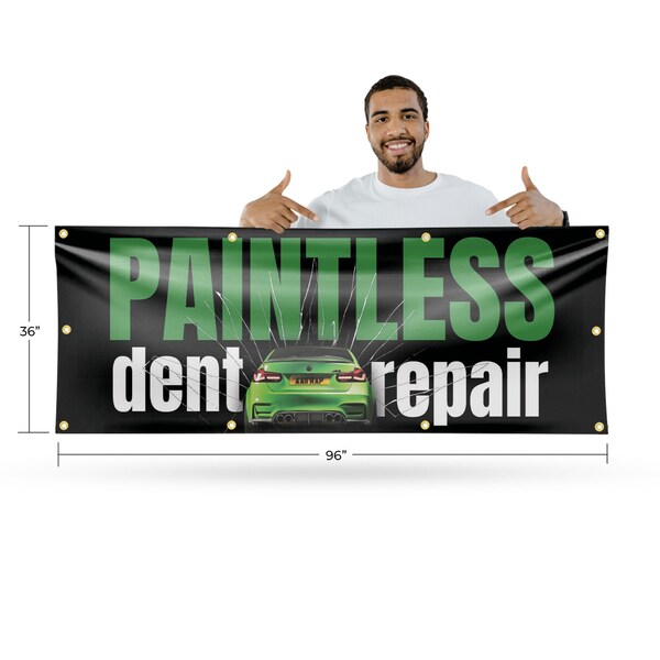 Signmission Paintless Dent Repair, 36 Inch x 96 Inch, Vinyl Banner - B-96-30773