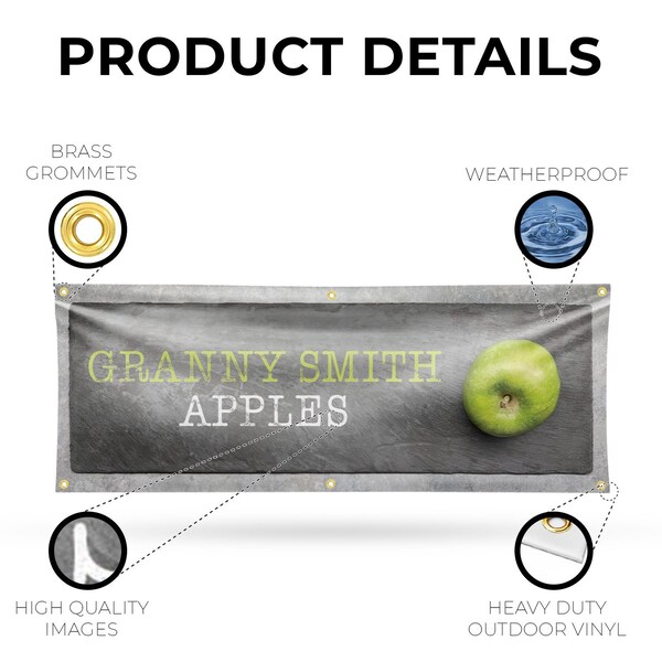 Signmission Granny Smith Apples, 24 Inch x 72 Inch, Vinyl Banner - B-72-30679