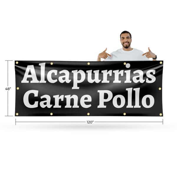 Signmission Alcapurrias Carne Pollo, 48 Inch x 120 Inch, Vinyl Banner - B-120-30457