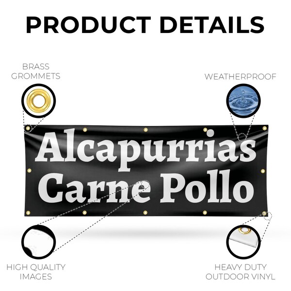 Signmission Alcapurrias Carne Pollo, 48 Inch x 120 Inch, Vinyl Banner - B-120-30457