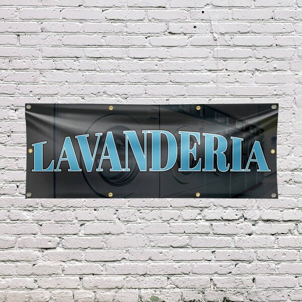Signmission Lavanderia, 36 Inch x 96 Inch, Vinyl Banner - B-96-30725