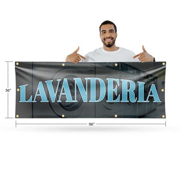 Signmission Lavanderia, 36 Inch x 96 Inch, Vinyl Banner - B-96-30725