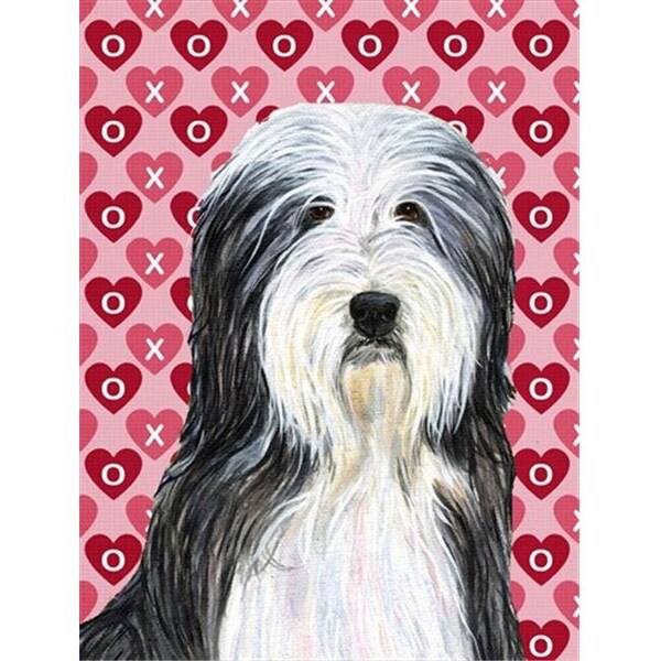 Carolines Treasures Carolines Treasures SS4497GF 11 x 15 In. Bearded Collie Hearts Love And Valentines Day Portrait Flag; Garden Size - SS4497GF