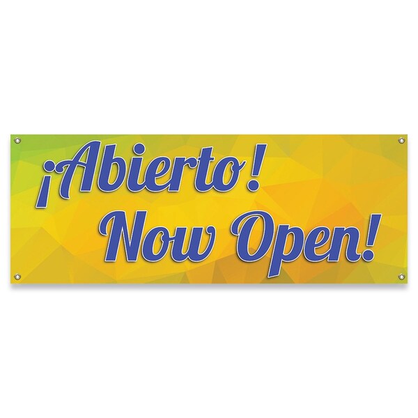 Signmission Abierto Now Open Banner Concession Stand Food Truck Single Sided - B-30006