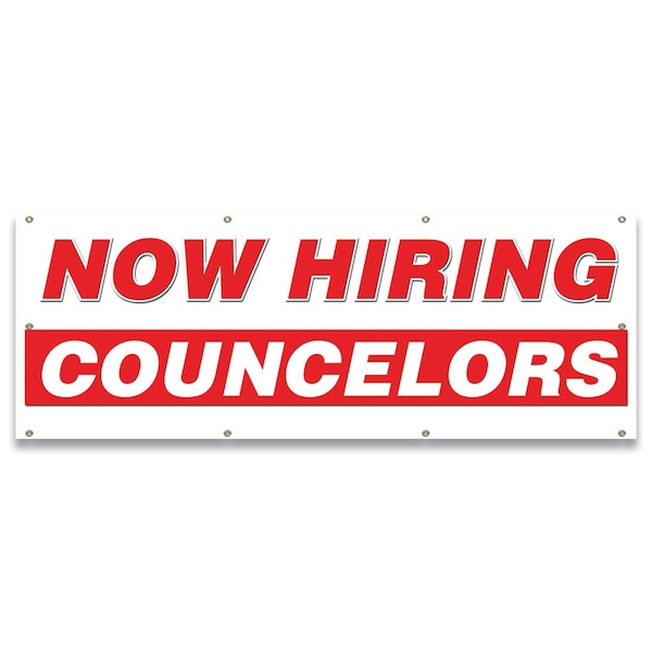 Signmission Now Hiring Counselors Banner Apply Inside Accepting Application Single Sided - B-96-30223