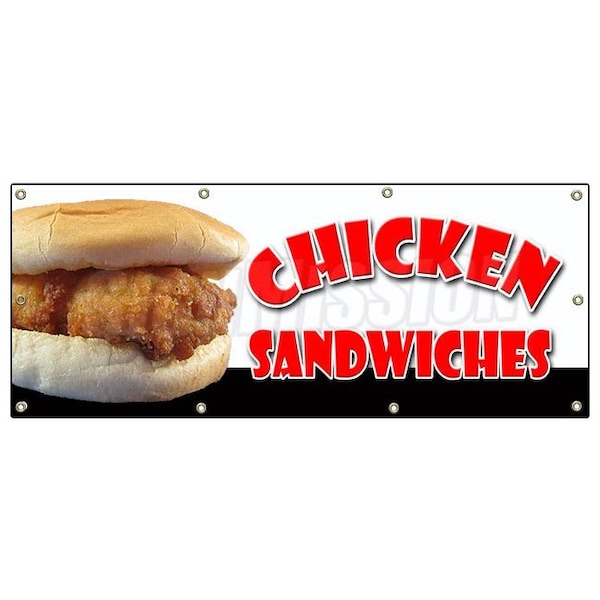 Signmission CHICKEN SANDWICH BANNER SIGN fried restaurant signs grill grilled - B-96 CHICKEN SANDWICH