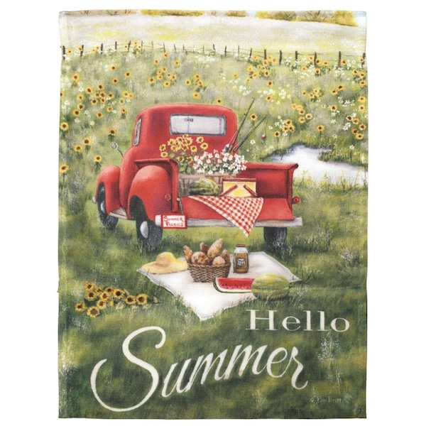 Dicksons 13 x 18 in Flag Print Hello Summer Truck Polyester Garden - M080065