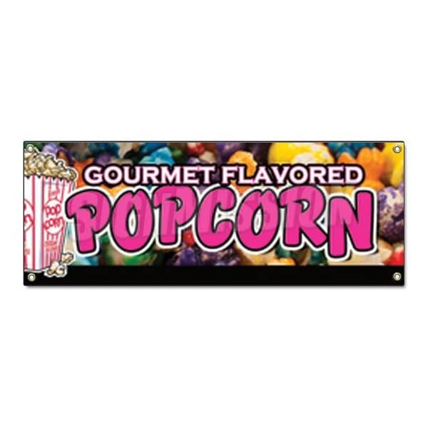 Signmission GOURMET FLAVORED POPCORN BANNER SIGN flavoring flavor caramel cheese gift - B-GOURMET FLAVORED POPCORN
