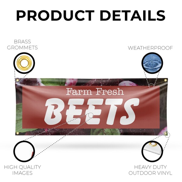 Signmission Farm Fresh Beets, 18 Inch x 48 Inch, Vinyl Banner - B-30577