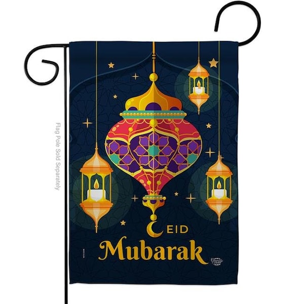 Ornament Collection Ornament Collection G192394-BO 13 x 18.5 in. Eid Mubarak Festival Garden Flag with Religious Faith Double-Sided Decorative Vertical House Decoration Banner Yard Gift - G192394-BO