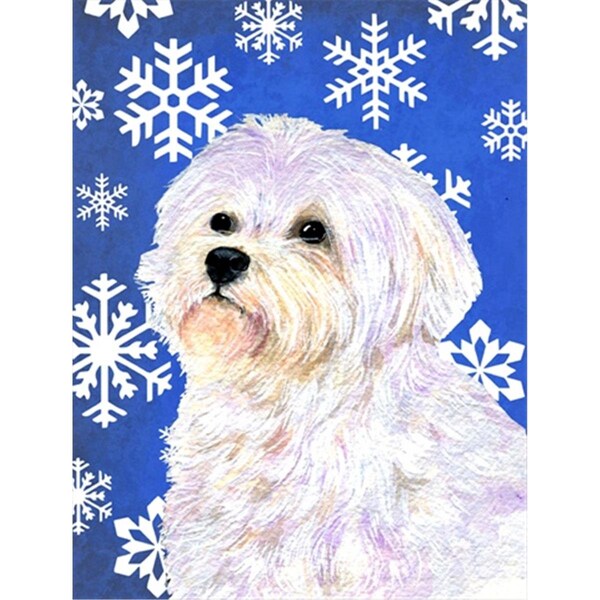 Patioplus 11 x 15 In. Maltese Winter Snowflakes Holiday Flag; Garden Size - PA246849