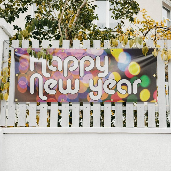 Signmission Happy New Year, 36 Inch x 96 Inch, Vinyl Banner - B-96-30693