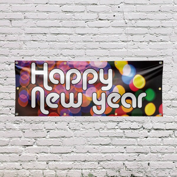 Signmission Happy New Year, 36 Inch x 96 Inch, Vinyl Banner - B-96-30693