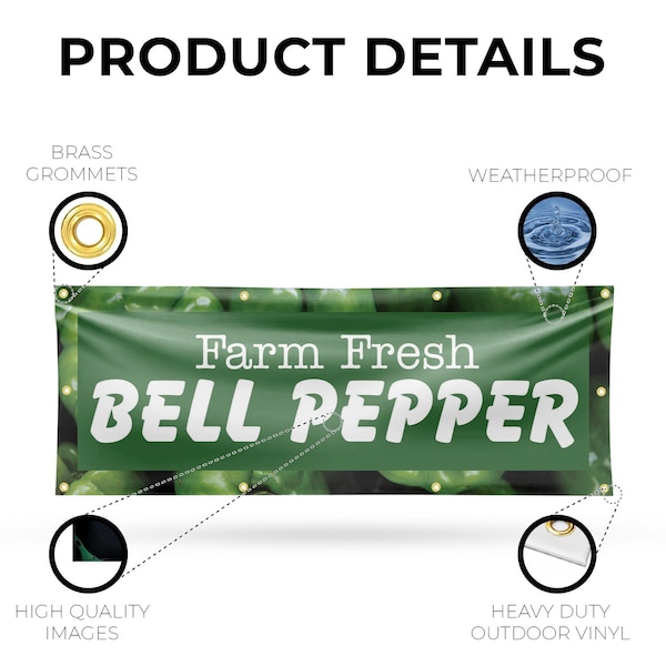 Signmission Farm Fresh Bell Pepper, 36 Inch x 96 Inch, Vinyl Banner - B-96-30578