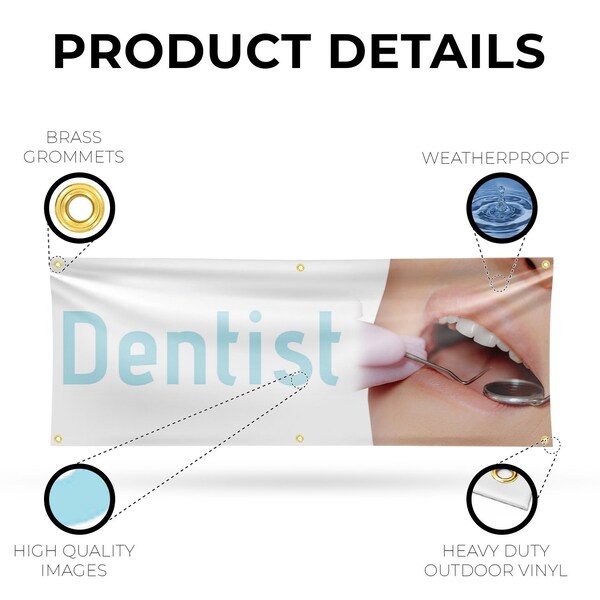 Signmission Dentist, 24 Inch x 72 Inch, Vinyl Banner - B-72-30540