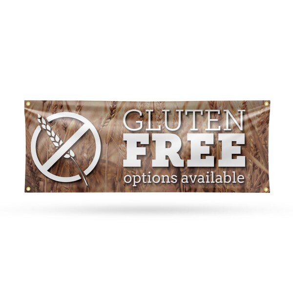 Signmission Gluten Free Options Available, 18 Inch x 48 Inch, Vinyl Banner - B-30672