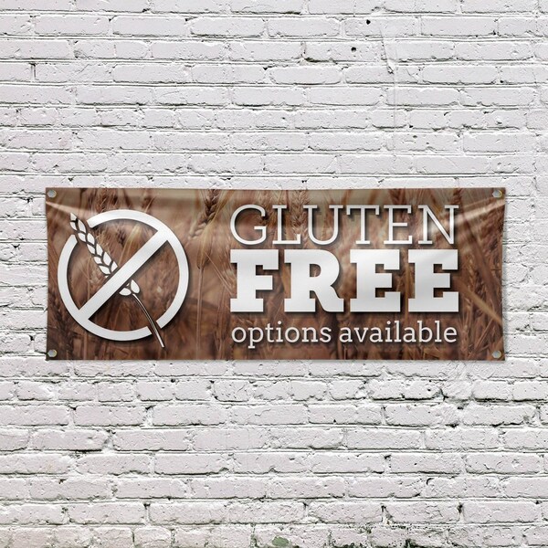 Signmission Gluten Free Options Available, 18 Inch x 48 Inch, Vinyl Banner - B-30672