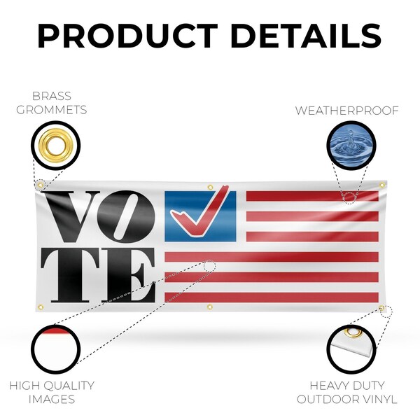 Signmission Vote, 24 Inch x 72 Inch, Vinyl Banner - B-72-30918