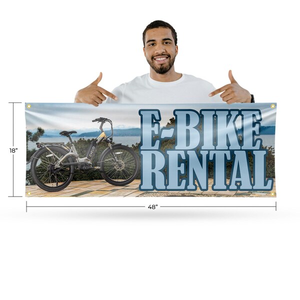 Signmission E Bike Rental, 18 Inch x 48 Inch, Vinyl Banner - B-30554