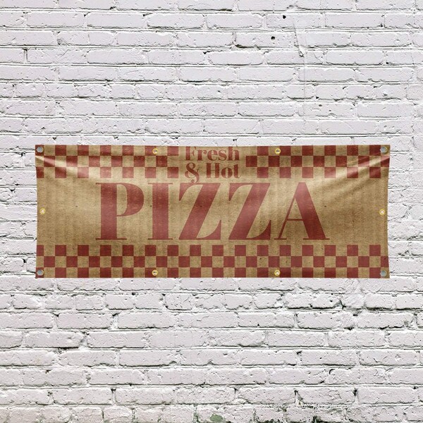 Signmission Fresh & Hot Pizza, 36 Inch x 96 Inch, Vinyl Banner - B-96-30651