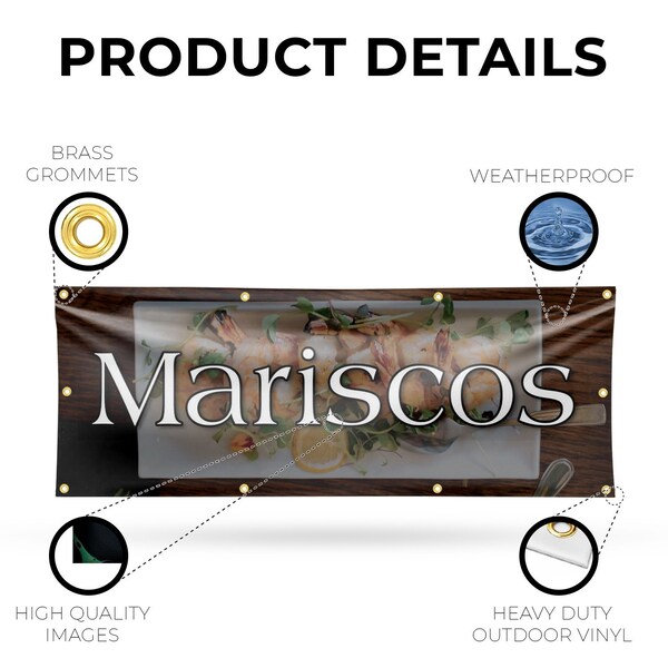 Signmission Mariscos, 36 Inch x 96 Inch, Vinyl Banner - B-96-30731