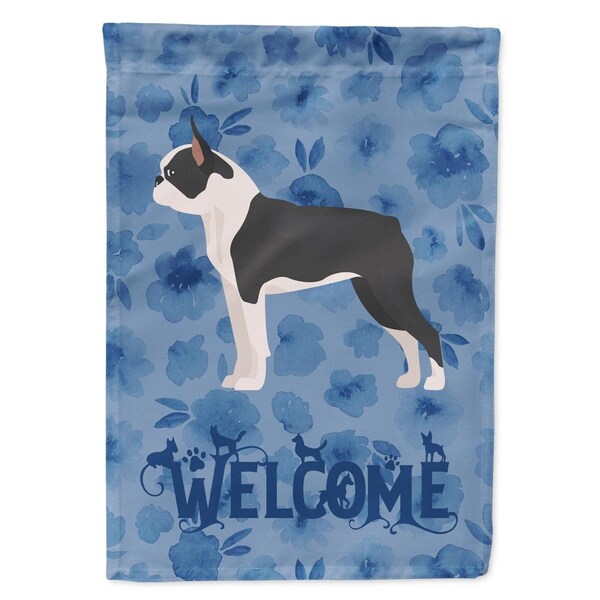 Carolines Treasures 28 x 0.01 x 40 in. Boston Terrier Welcome Flag Canvas House Size - CK5972CHF