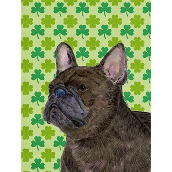 Patioplus 11 x 15 in. French Bulldog St. Patricks Day Shamrock Portrait Flag Garden Size - PA888643