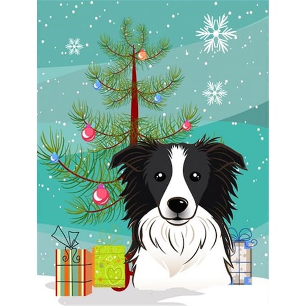 Carolines Treasures Christmas Tree And Border Collie Flag Canvas House Size - BB1613CHF